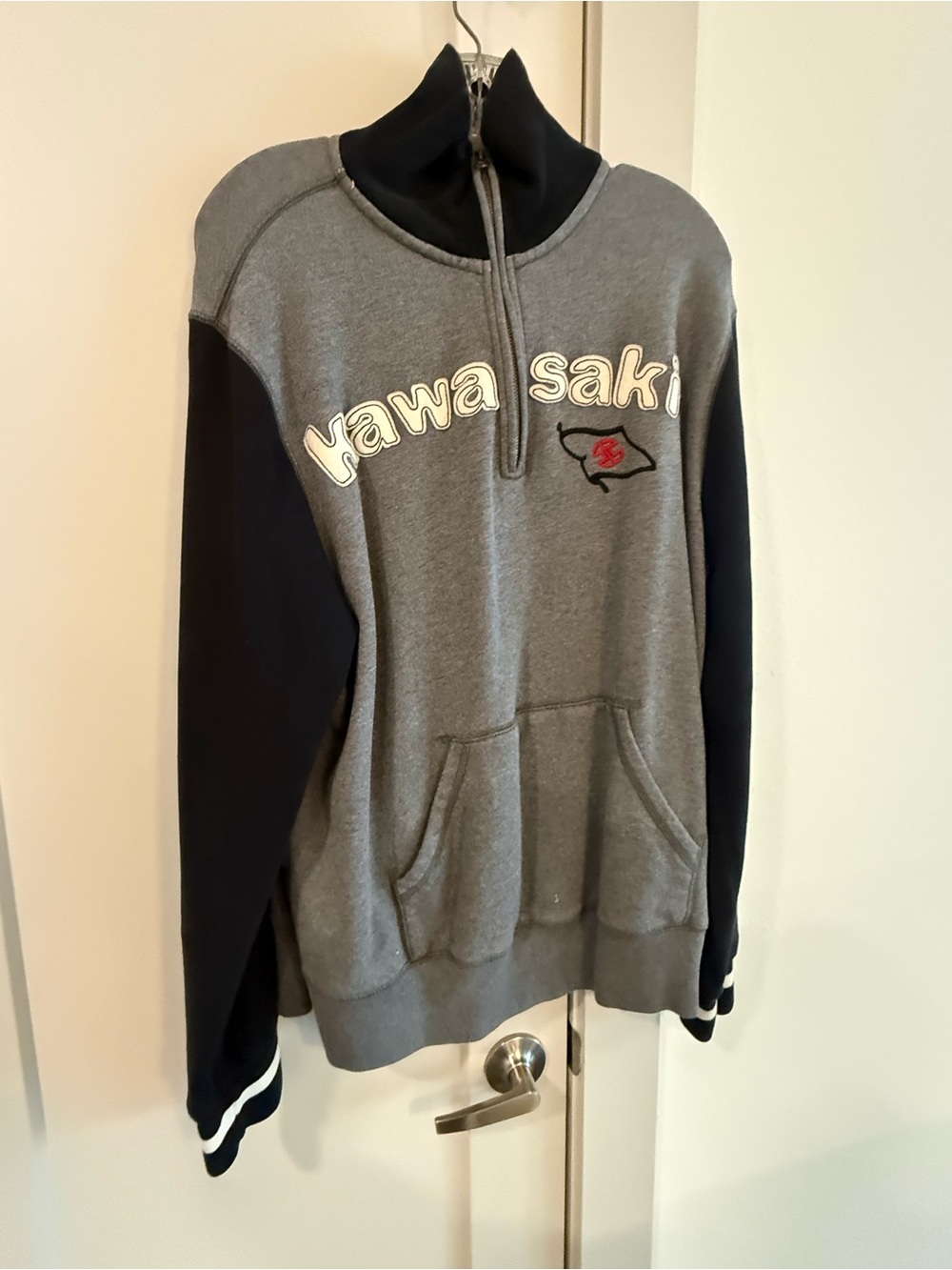 Lucky Brand Gray and Black Half-Zip Sweater